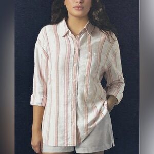 GAP Multicolor Linen Striped Button-Up Shirt